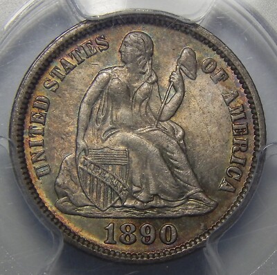 1890 PCGS/CAC MS64 SEATED LIBERTY DIME | eBay