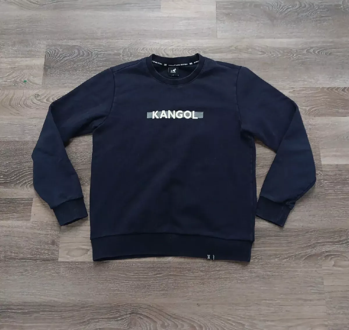 Vintage Kangol Spellout Navy Blue Crew Neck Sweatshirt Mens L