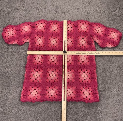 Handarbeit gehäkelt Granny Square Pullover Damen Medium rosa Boho Hippie schwer - Bild 4 von 8