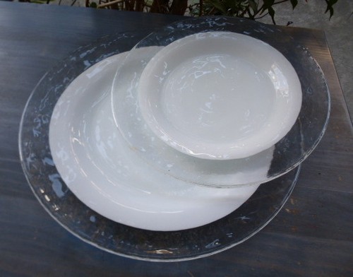 MCM vintage~EFFETRE MURANO~ITALY OPALESCENT ART GLASS~SEt3~WHT Plates 8/10/12”LN - Picture 10 of 11
