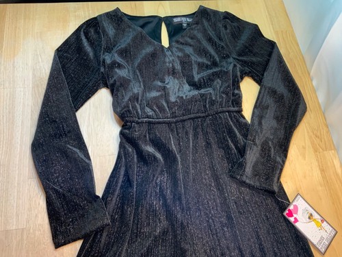 New Girl's Three Pink Hearts Pantsuit Sz L Black with Silver Sparkles--Nice!!* - Picture 2 of 5