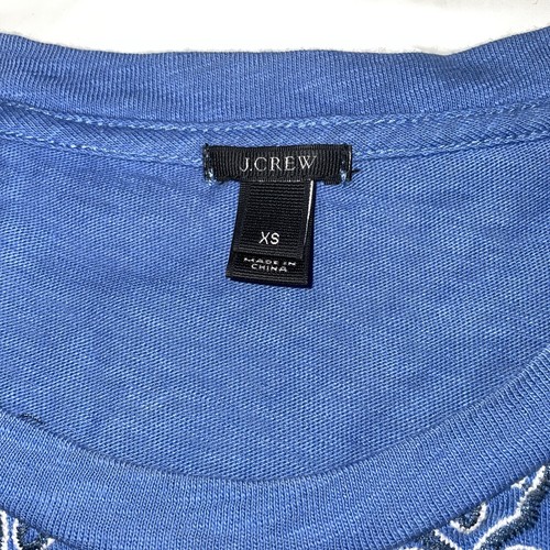 J Crew Womens Embroidered Floral Top 3/4 Sleeve T Shirt Crew Neck Blue XS - Bild 2 von 7