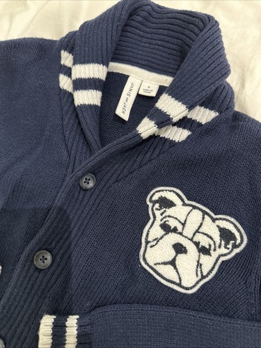 Janie and Jack Boy Sz 6 Varsity Bull Dog Cardigan Knit Sweater Cardigan. - Picture 2 of 5
