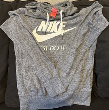 Nike Just Do It Pullover Hoodie Women s Small Gray Lightweight Sweatshirt