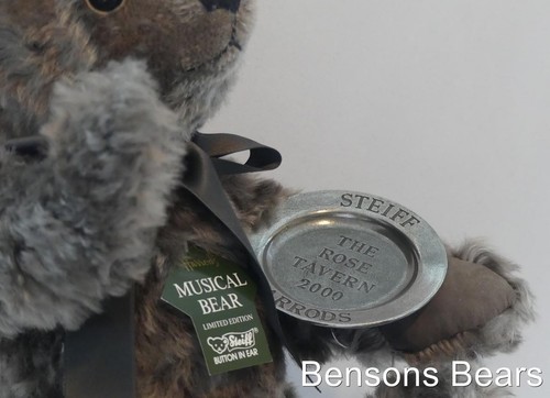 Steiff 2000 Harrods Musical Rose Tavern In The Town Grey Mohair Bear Ean 653261 - Picture 2 of 10