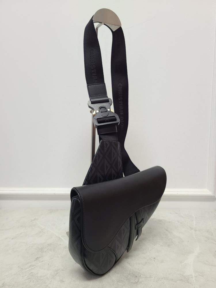 Dior Black CD Diamond Canvas Saddle Bag 128738811 image 2