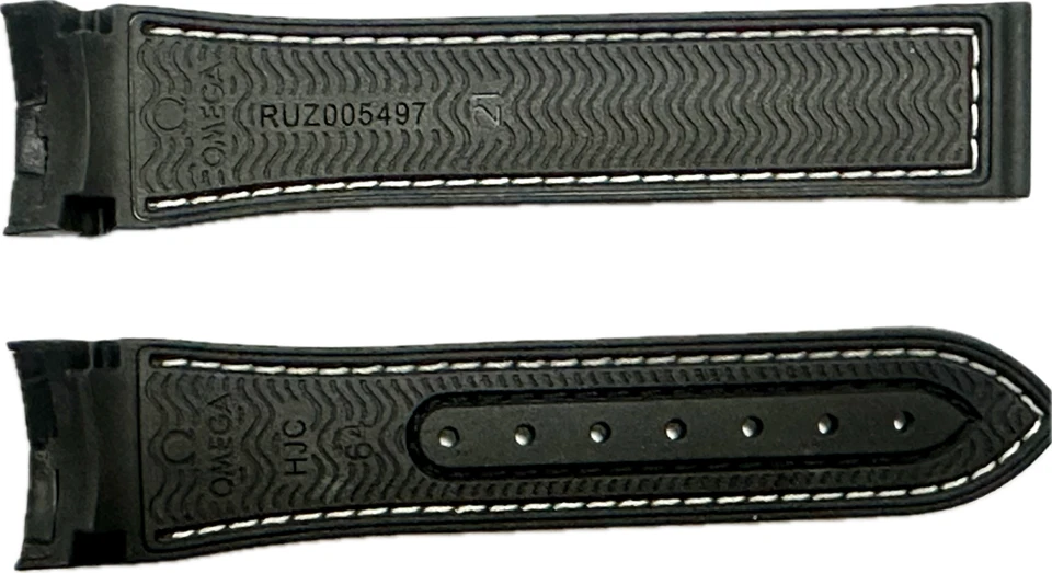Omega Seamaster 215.33.44.22.01.001 pulseira de borracha de couro preto RUZ005497 genuína - Imagem 2 de 2
