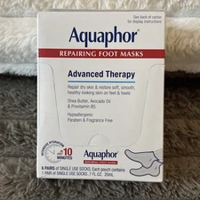 Aquaphor Repairing Foot Masks Pack Of 6 - New/Sealed Ships Fast