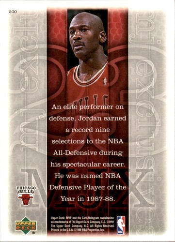 1999 Upper Deck MVP - Michael Jordan #200 - Chicago Bulls Basketball Card - Picture 2 of 2