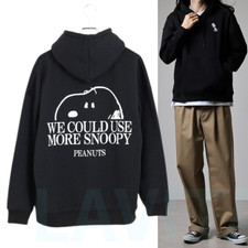 Peanuts Snoopy Pullover Hoodie Fleece Lining Black Unisex Adult Japan New