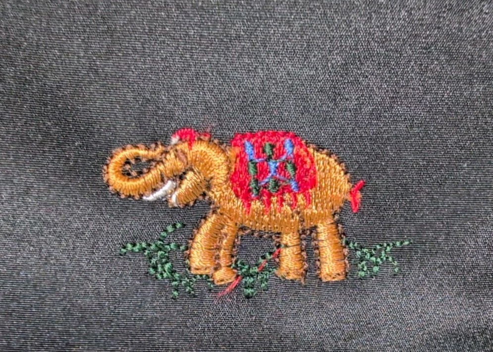 Black Embroidered Elephant Handbag Purse View 4