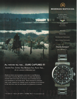 #ad Bozeman Watch Co. Print Ad 8quot;x11quot; Smokejumper Only 100 Produced $7.90