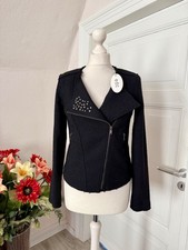 edc by Esprit Bouclé Biker Jacke Bikerjacke Racerjacke mit Nieten in Schwarz XS