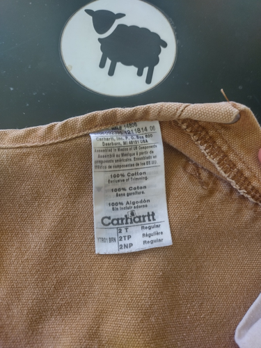 Carhartt 2T Toddler Bib Overalls Duck Canvas Brown Workwear Boys Pants Durable - Picture 5 of 6