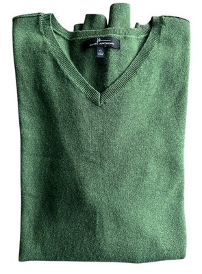 Marc Anthony Cotton Cashmere V-Neck Sweater Sz XL Forest Green Ribbed