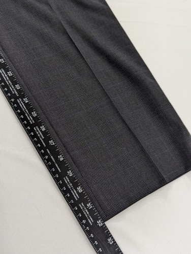 Vtg Wool Ralph Lauren Dress Pants Flat Front 34x32 Charcoal Glenn Check Slacks - Picture 9 of 11