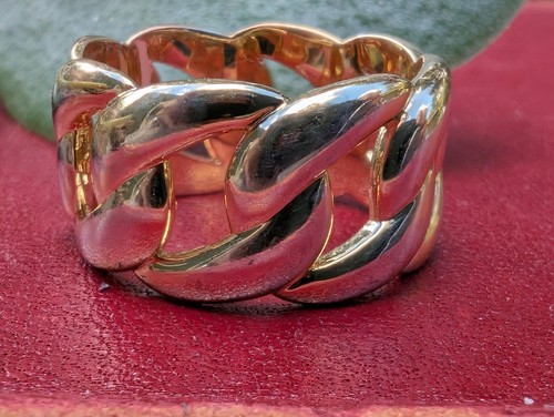 Vintage Cuban Link Ring, Gold Chain Band Ring - Picture 5 of 10