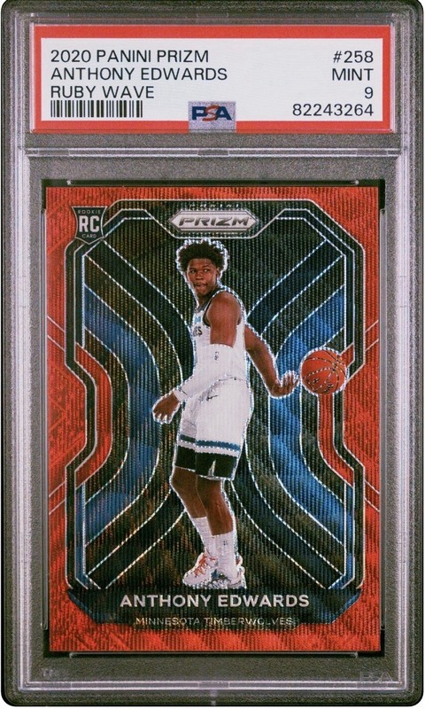 2020 Panini Prizm Anthony Edwards Ruby Wave PSA 9