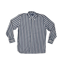 Tommy Hilfiger XL Custom Fit Striped Button-Down Shirt Navy White Long Sleeve