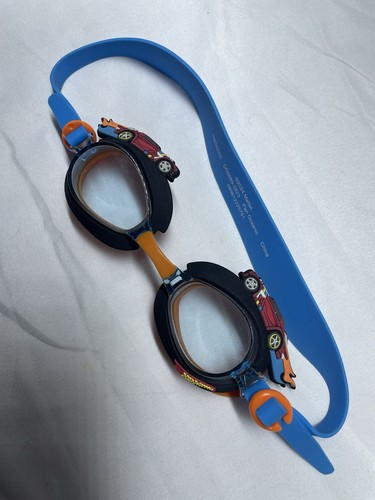 HOT WHEELS Goggles Swim Watertight Seal Anti-Fog Orange Blue EUC Super-Soft