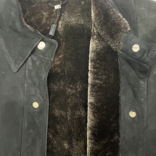 Vintage donna Christia Hana K pelle di pecora nera shearling taglia 50 LEGGI - Foto 6 di 9