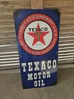 BEAUTIFUL TEXACO VINTAGE PORCELAIN GAS STATION SIGN 48" X 24" EXTREMELY HEAVY!