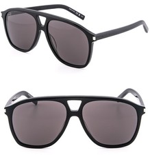 SAINT LAURENT DUNE SL 596 SL596 Black Aviator Unisex Sunglasses 001 Authentic