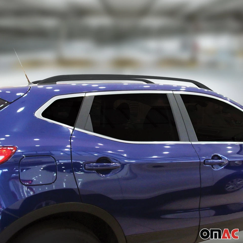 Baca de techo de aluminio rieles laterales para Nissan Rogue Sport 2017-2020 negro 2 piezas Foto 3 de 4