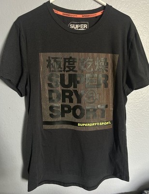 Super Dry Sport Shirt Graphic Design Mandarin Lettering Active Wear Large