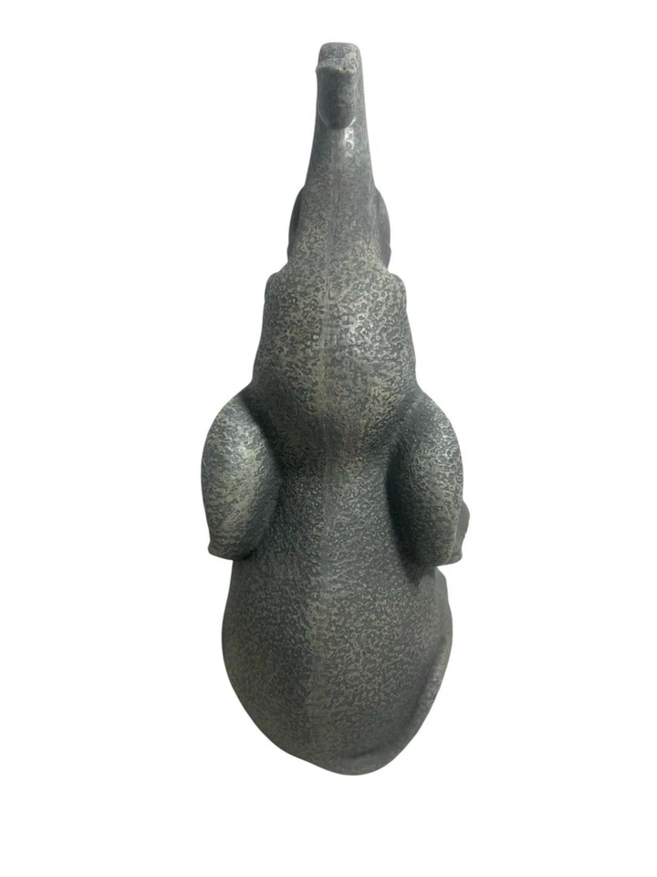 Estátua de mesa Happy Lucky Elephant detalhes realistas decoração prateleira de grés 7” H - Imagem 3 de 4