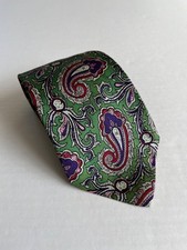 Polo Ralph Lauren Men's Green Paisley Silk Neck Tie 56L 3.5W Made in USA