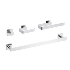 4-Piece Bathroom Hardware Set with Towel/Robe Hook Toilet Paper Holder Towel Bar