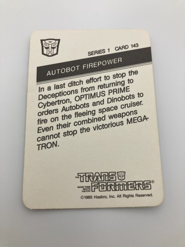 1985 Hasbro Transformers Series 1 Action Trading Cards Singles - Picture 85 of 107