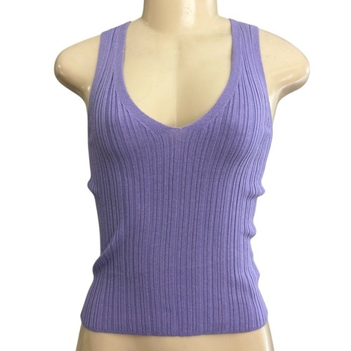 NEU Greylin Rosy Rippstrick Top V-Ausschnitt weich l Stretch Fit Tank XS lila flieder - Bild 3 von 14
