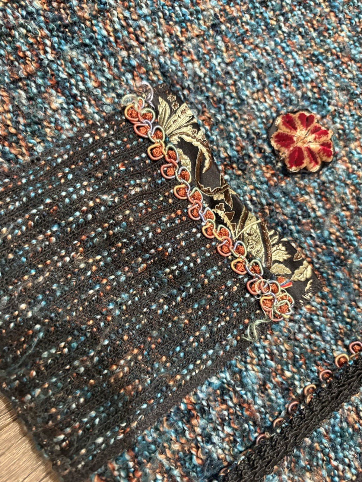 Lee Andersen Patchwork Knit Jacket Cardigan Boho … - image 3