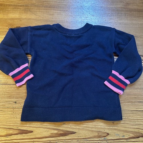 Gap navy blue pink heart valentines long sleeve crew sweater SIZE XS 4/5 - Picture 4 of 4