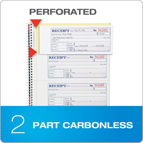 Money and Rent Receipt Book 2 Part Carbonless 7-5/8" X 11" Spiral Bound 200 Se.. - Picture 3 of 12
