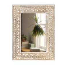 Wooden Town Farmhouse Wall Mirror, Solid Wood Frame Vanity, Decorative 16x12