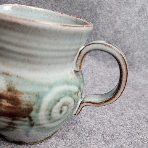 Lamorna Green Brown Swirl Studio Pottery Jug Cornish Pitcher Signed - Picture 17 of 21