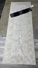 NIOB Ruggable Odette Ivory 2'6" x 7' Runner Rug | Flatwoven / Washable |