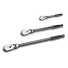 1/4 In., 3/8 In., 1/2 In. Drive 72-Tooth Flex-Head Low Profile Ratchet Set (3-Pi
