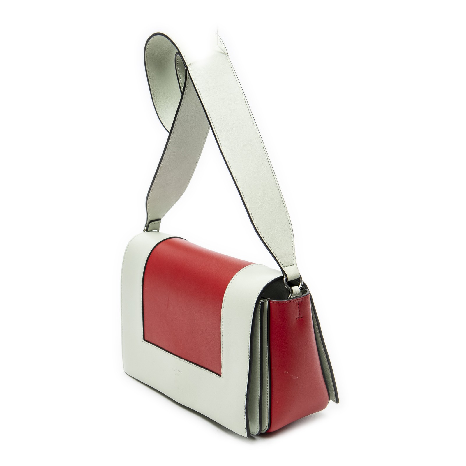 Celine Red/Mint Green Medium Frame Crossbody Shoulder Bag Calfskin Leather image 2