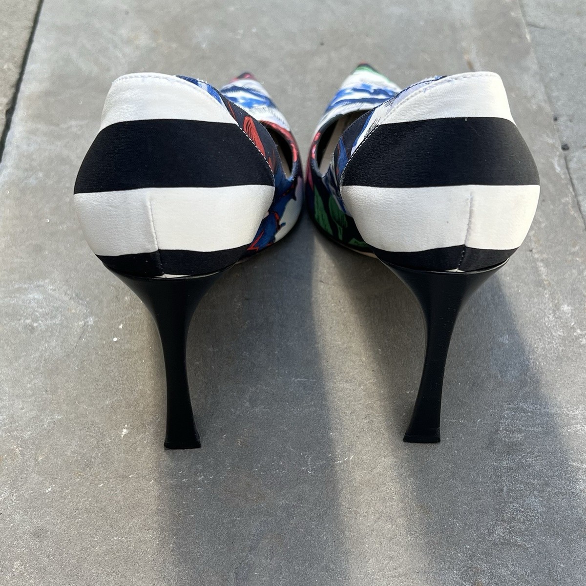 Christian Dior Shoes Womens 38 Floral Striped High Heel