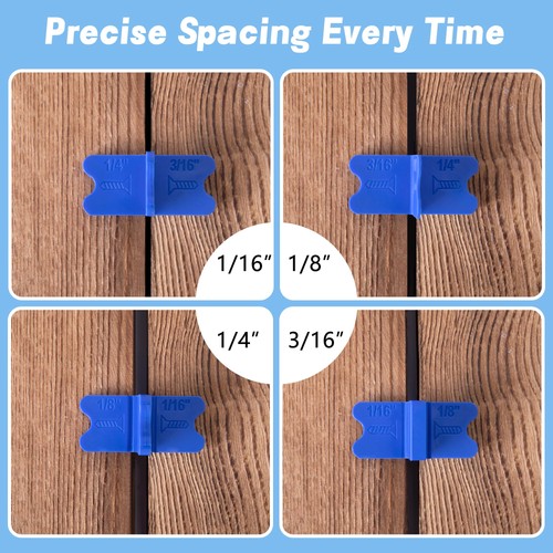 Nkiy Queen 8 Pezzi Strumento distanziatore per Deck in ABS, 4 Spessori Distanziali per Deck Board (1/16",... - Foto 3 di 7