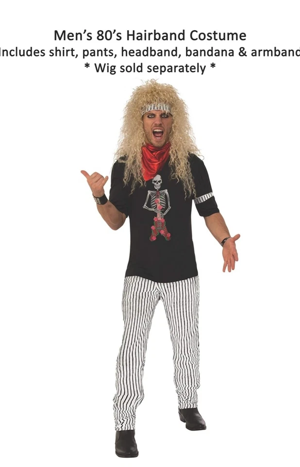 Disfraz de diadema para hombre años 80 talla única pantalones morados Foto 2 de 4