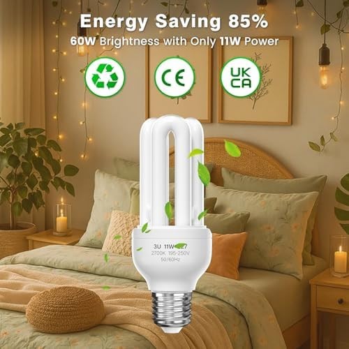Energiesparglühbirnen Einschraub 11W E27 Schraubbirne warmweiß 2700K 4er Pack - Bild 2 von 6