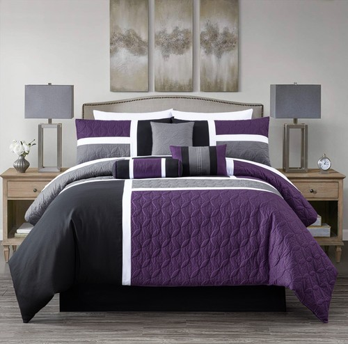 Chezmoi Collection 7-Piece Comforter Set Medallion Patchwork Quilted Bedding Set - Picture 33 of 36