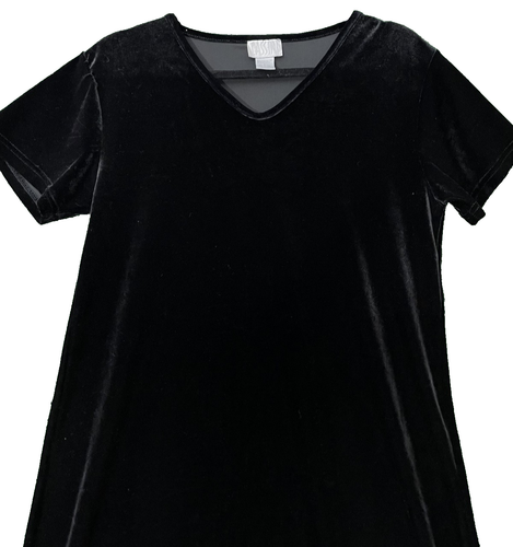 Vintage Cassini Stretch Samt Maxikleid Gr. Large schwarz 90’s Urlaub Kurzarm - Bild 2 von 10