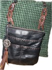 Brighton "Koda Black & Brown Soft Leather Cross Body Tassel Pockets Galore Expoc