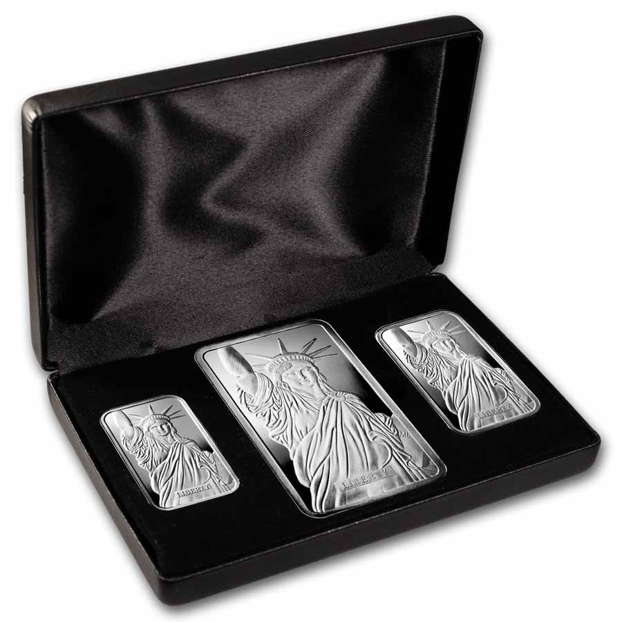 16 oz (1, 5 & 10) Silver Bar Set - Revived Engelhard Liberty